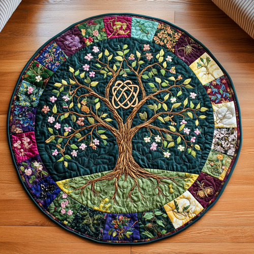 Blossoming Roots Quilted Round Mat NCU0NT3462