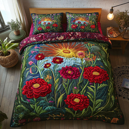 Blossoms in Ohio Breeze 3-Piece Quilted Bedding Set NCU0PT6171