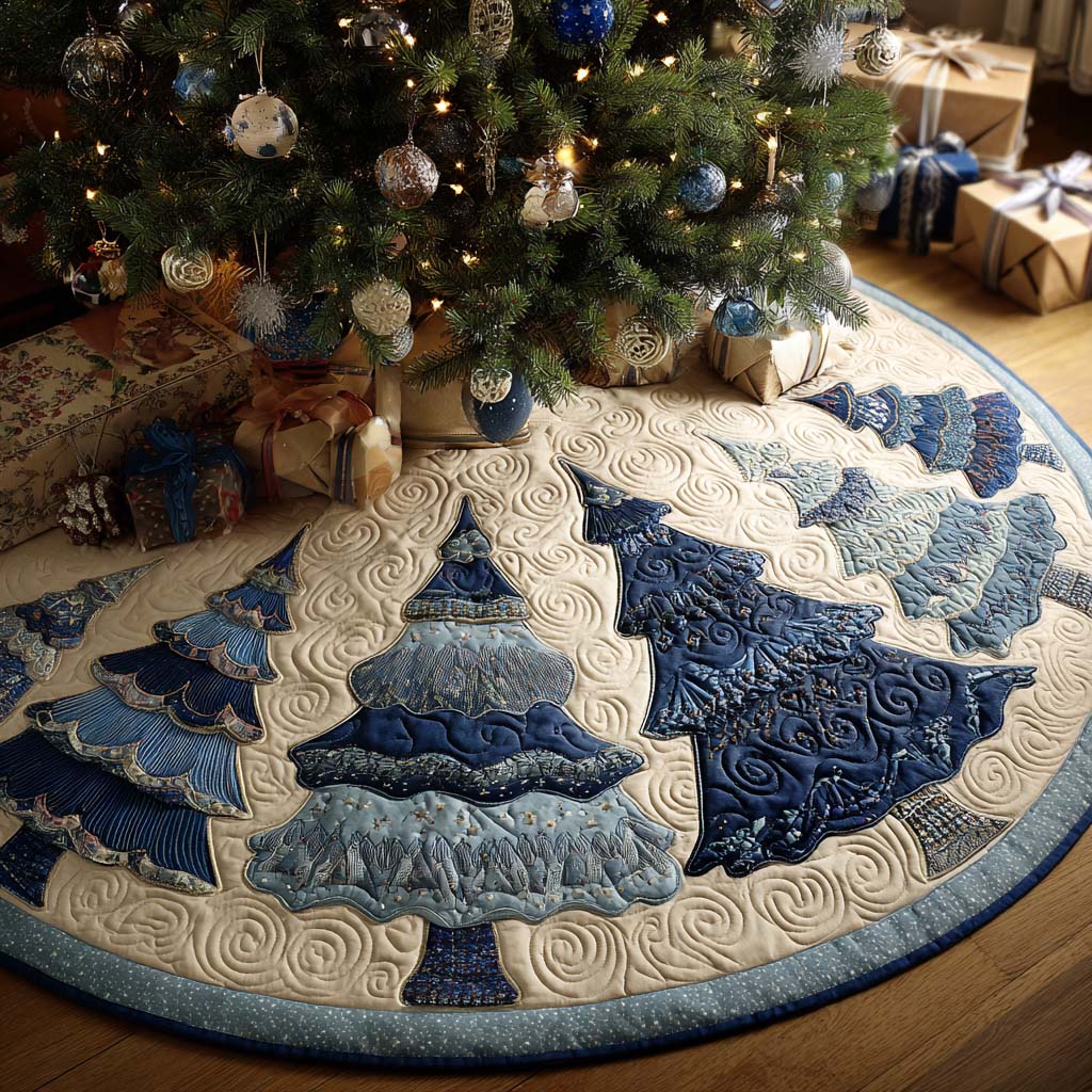 Blue Pines Christmas Quilted Tree Skirt NCU0NT9994