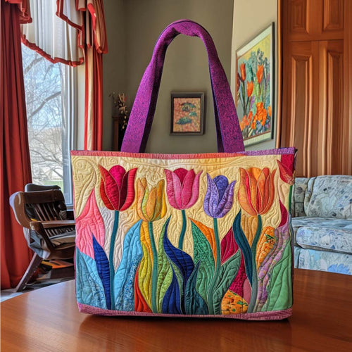 Blushing Tulip Days Quilted Tote Bag NCU0NT9366