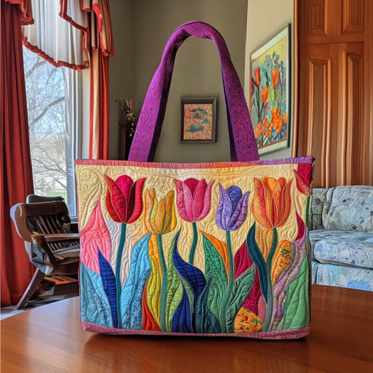 Blushing Tulip Days Quilted Tote Bag NCU0NT9366