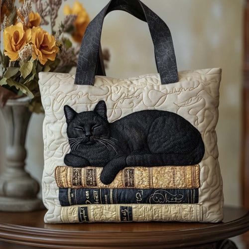 Book Cat Quilted Tote Bag NCU0NT10361