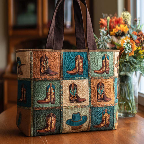 Boots and Hats Quilted Tote Bag NCU0NT9573