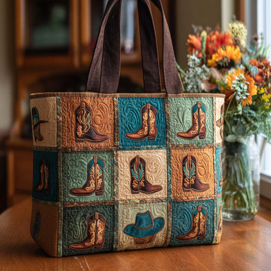 Boots and Hats Quilted Tote Bag NCU0NT9573