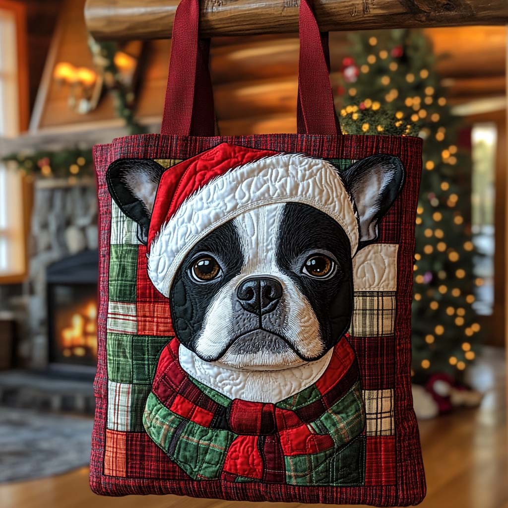 Boston Terrier Claus Quilted Tote Bag NCU0XD660