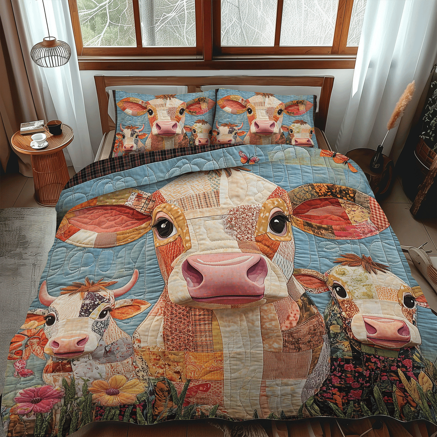 Bovine Beauties 3-Piece Quilted Bedding Set NCU0TH1378