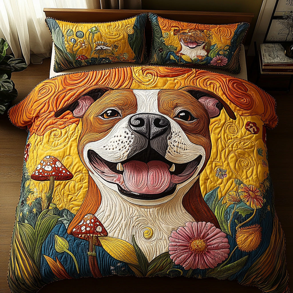 Bulldog Beauty Queen 3-Piece Quilted Bedding Set NCU0PTT524