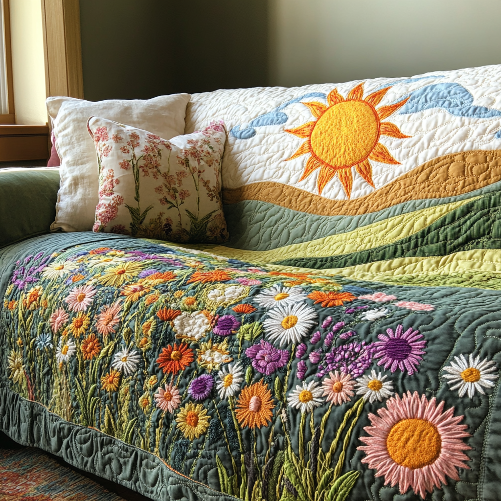 Radiant Meadow Quilted Sofa Cover GFTOQM1977 main image 0