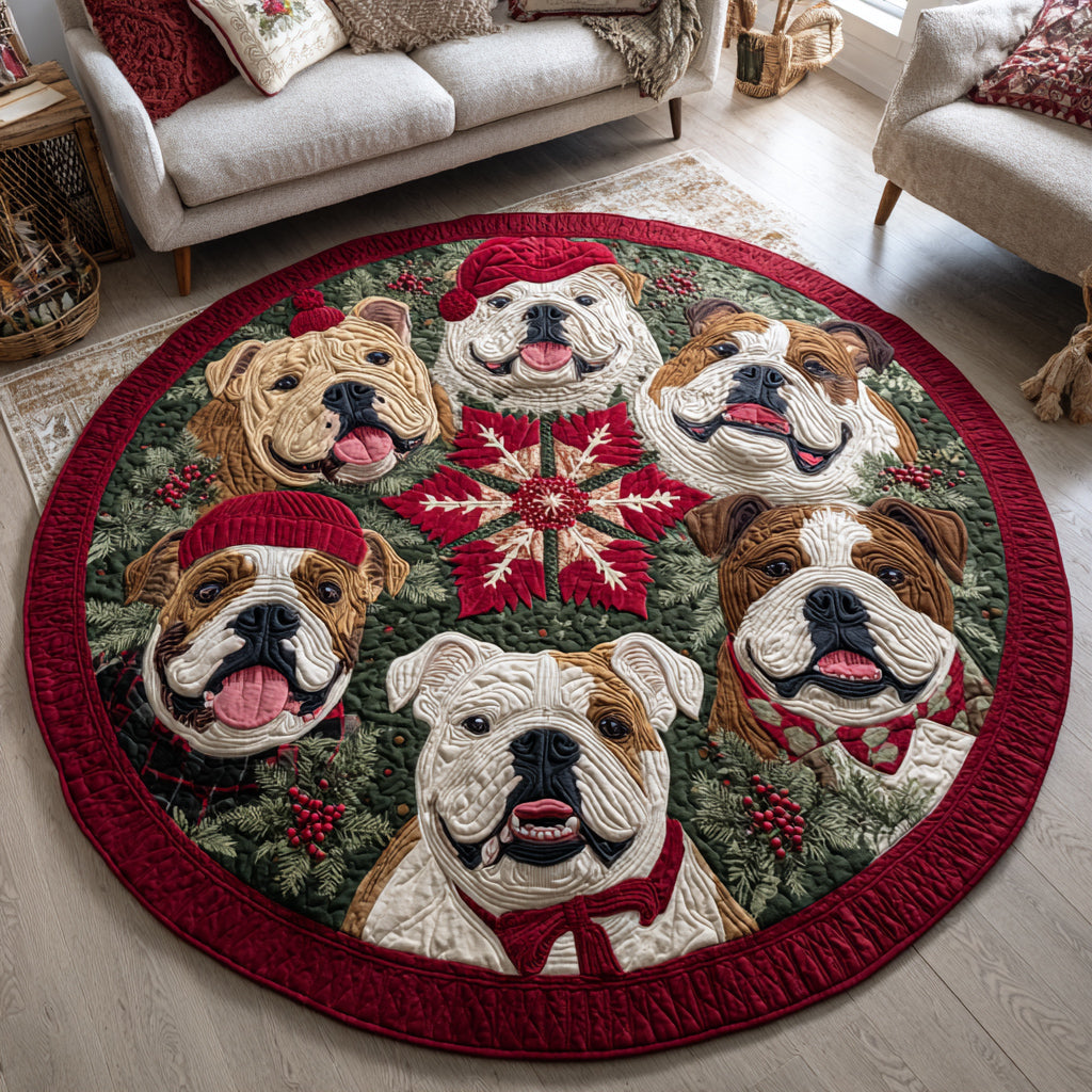 Bulldog Charm Quilted Round Mat NCU0HH722