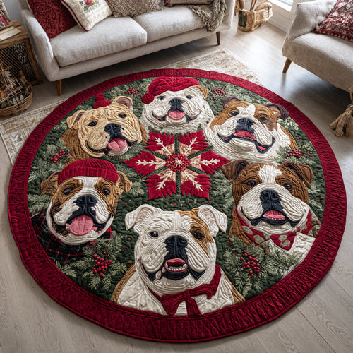 Bulldog Charm Quilted Round Mat NCU0HH722