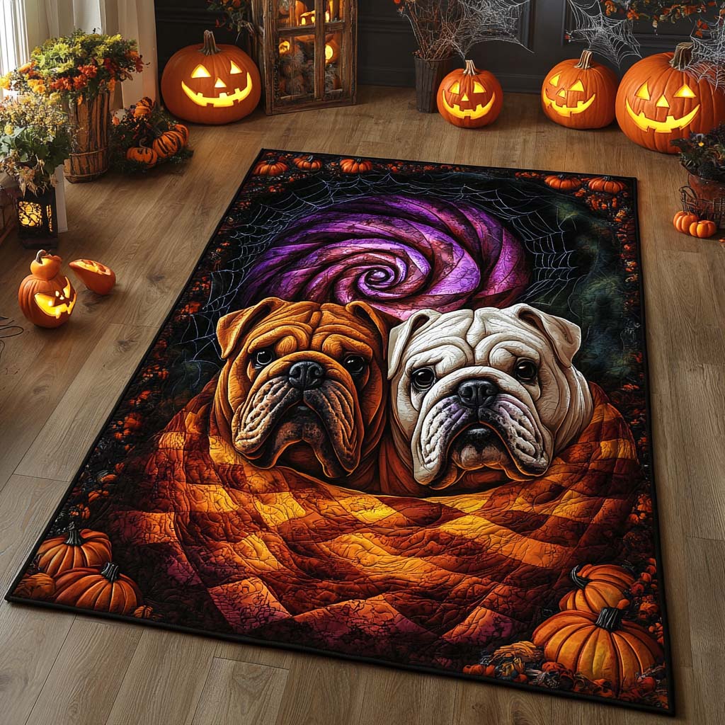Bulldog Duo Pumpkin Area Rug NCU0XD746