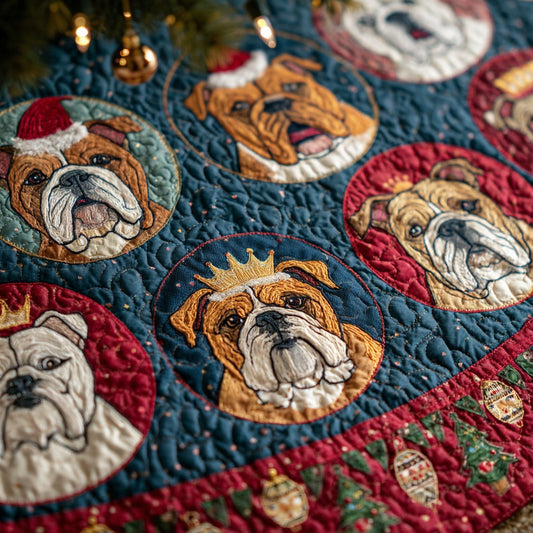 Bulldog Ornament Magic Quilted Christmas Tree Skirt NCU0DV7979