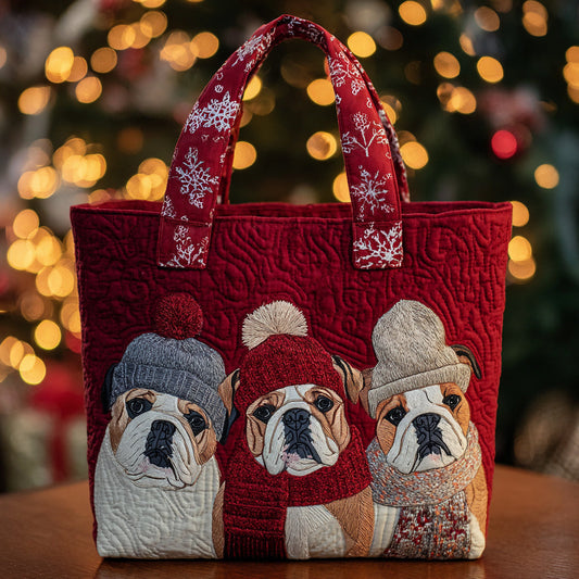 Bulldog Trio Quilted Tote Bag NCU0HH287