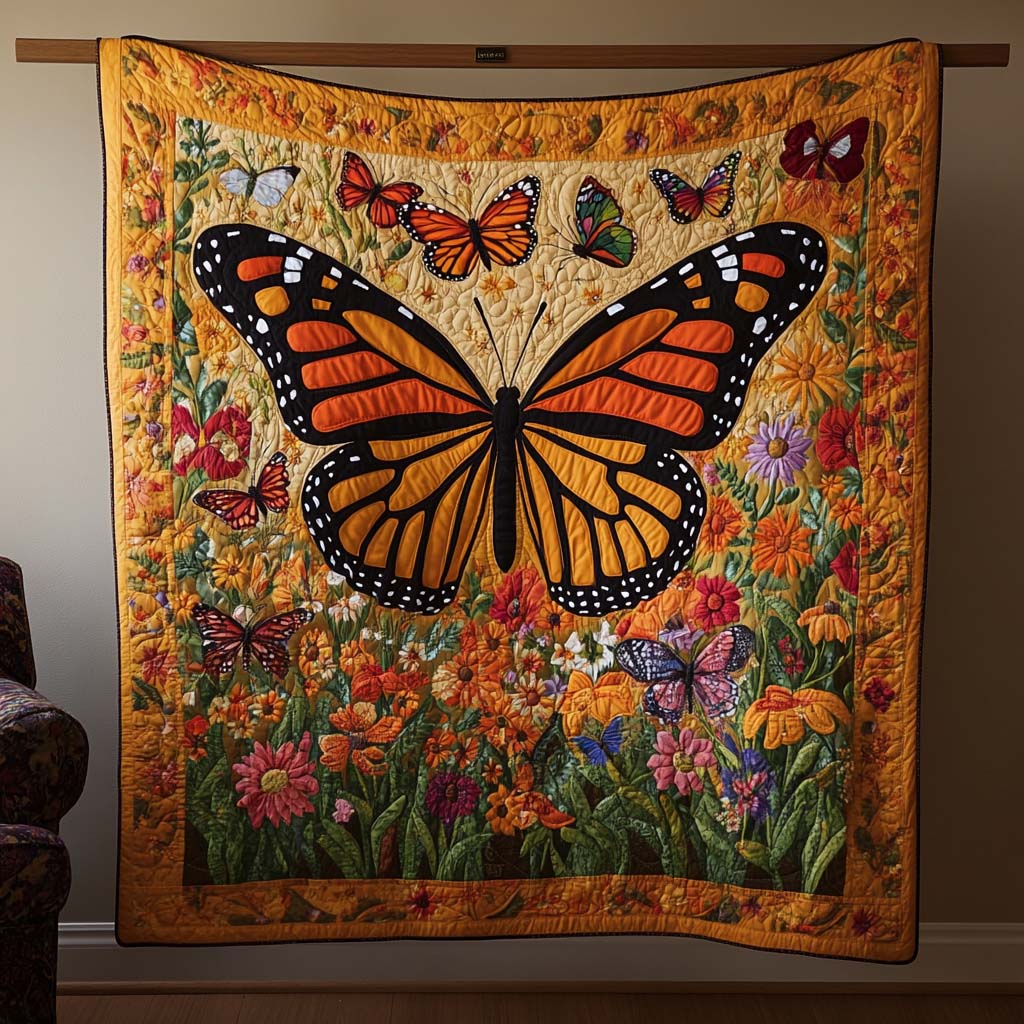 Colorful Butterflies Quilted Blanket NCU0VL060 main image 1