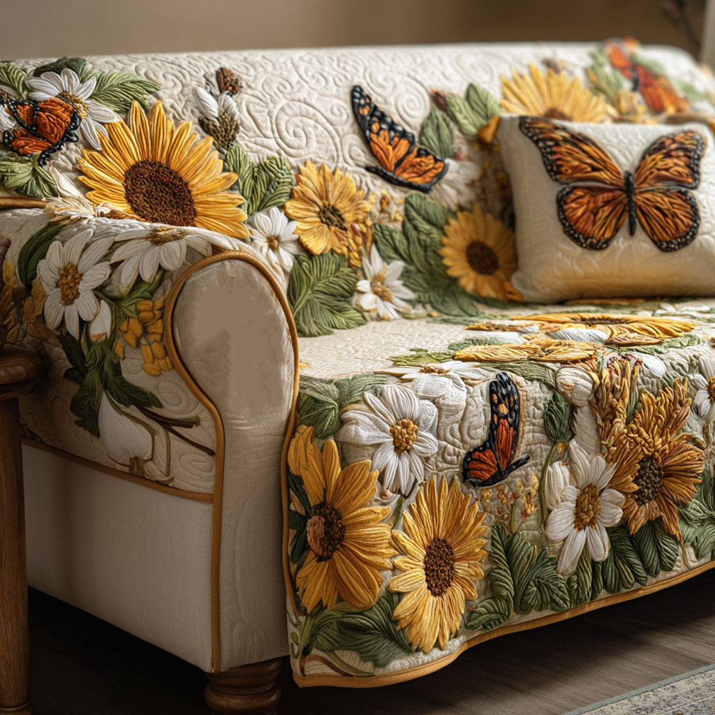 Butterfly Garden Quilted Sofa Cover NCU0TV542