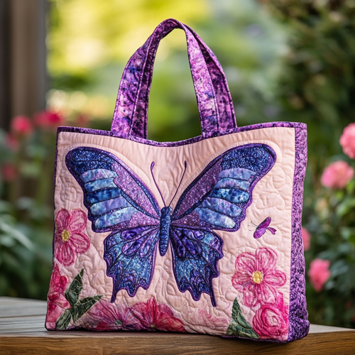 Butterfly Glow Quilted Tote Bag NCU0DK9611