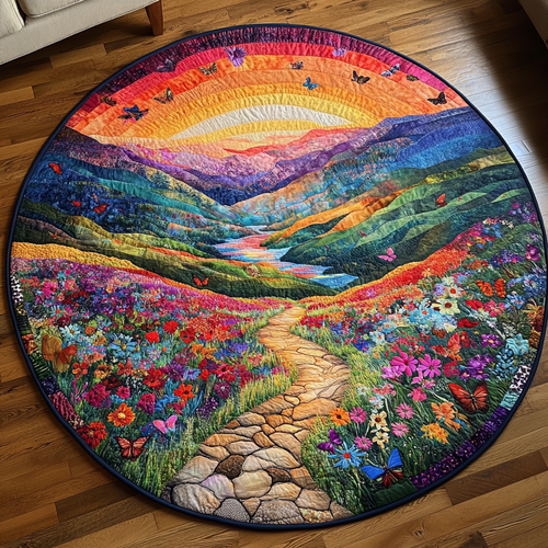 Butterfly Meadow Trail Quilted Round Mat NCU0VL1270