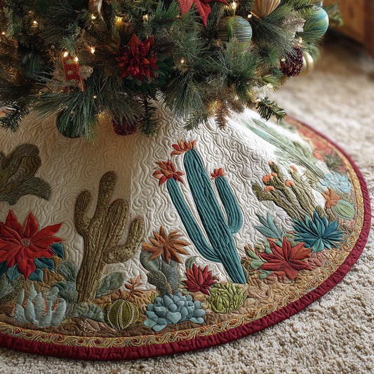 Cactus Forest Quilted Christmas Tree Skirt NCU0HH1045