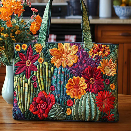 Cactus Spirit Glow Quilted Tote Bag NCU0NT8817