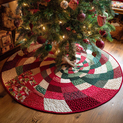 Candy Swirl Christmas Quilted Tree Skirt NCU0NT9995