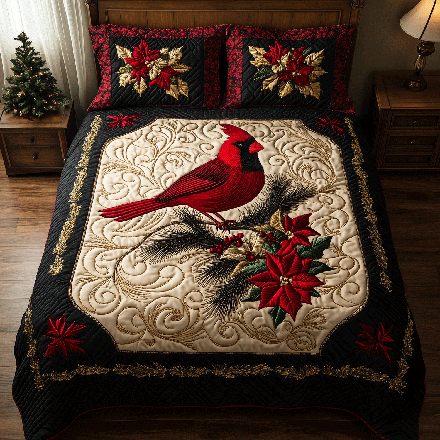 Cardinal Family Quilted Blanket NCU0DV1145