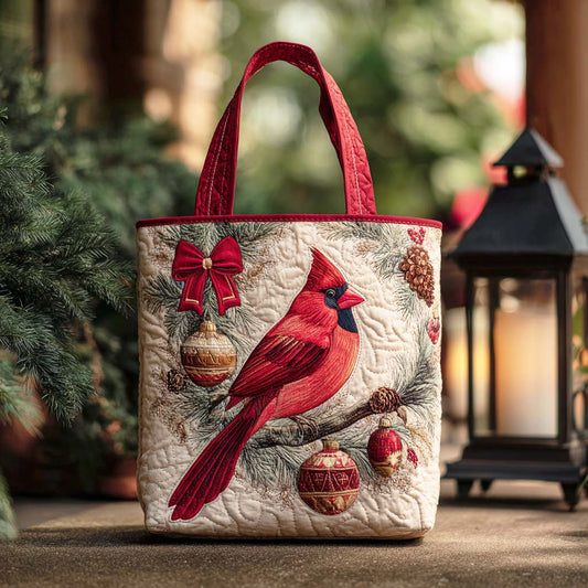 Cardinal Winter Quilted Tote Bag NCU0TD236