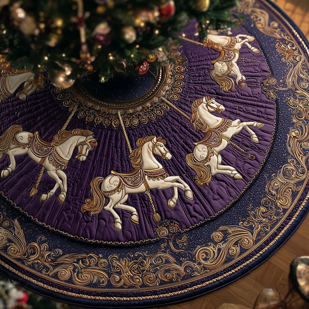 Carousel Horse Dream Quilted Christmas Tree Skirt NCU0HH859