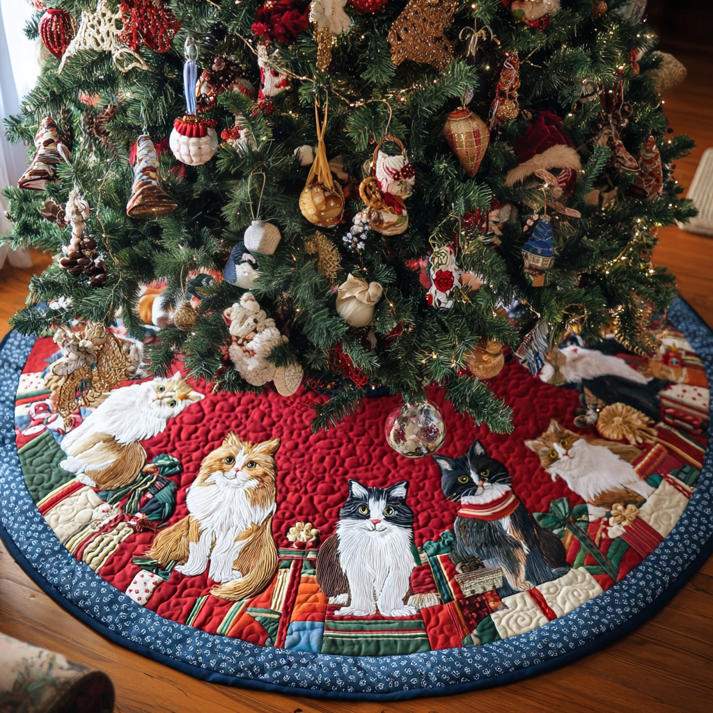 Cat Harmony Christmas Quilted Tree Skirt NCU0DK10568