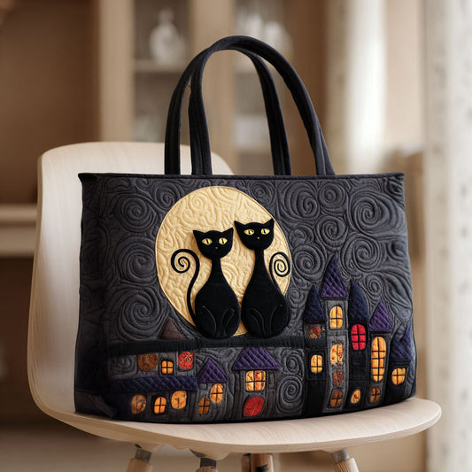 Cat in the Moonlight Quilted Tote Bag NCU0PT8887