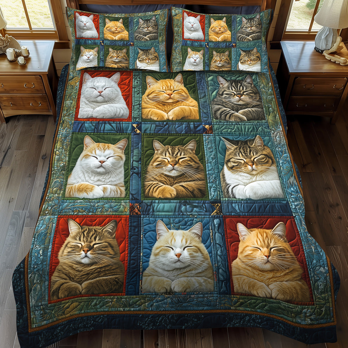 Cat Spirit 3-Piece Quilted Bedding Set NCU0NNL209
