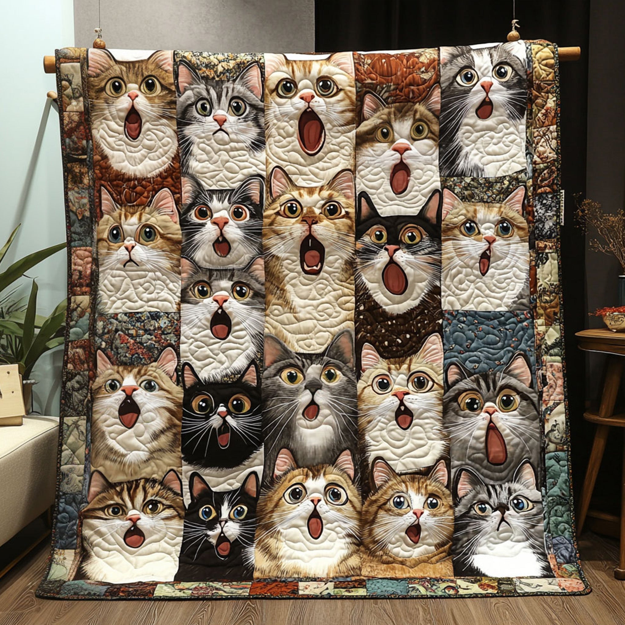 Whimsical Cat Quilted Blanket NCU0PD243 main image 1