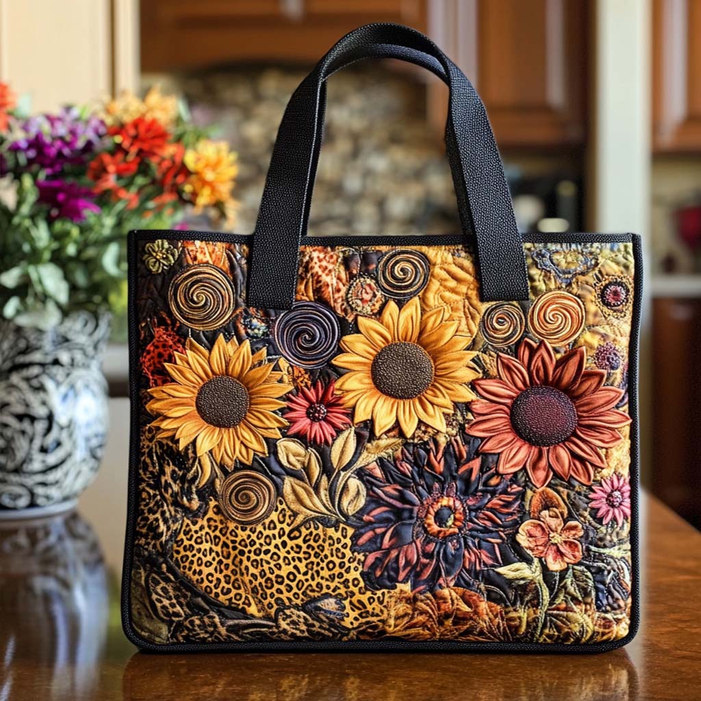 Charming Sunflower Path Quilted Tote Bag NCU0NT8460