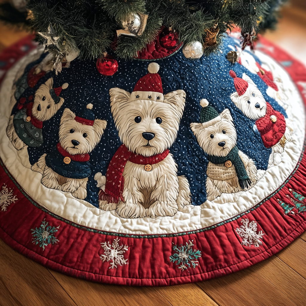 Charming West Highland Terrier Christmas Quilted Tree Skirt NCU0DK10823