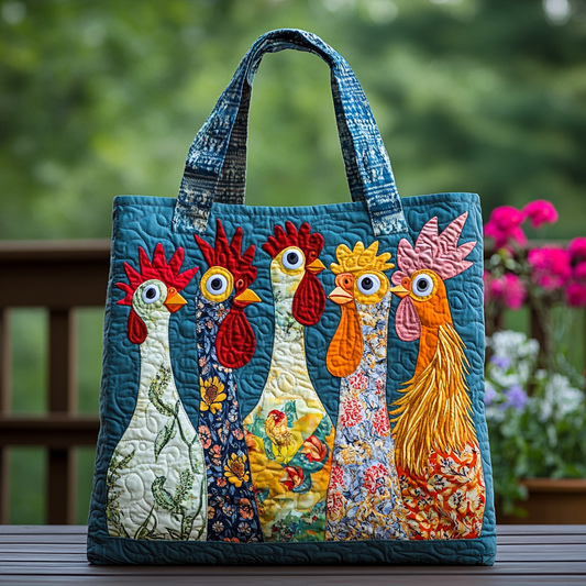 Chicken Garden Quilted Tote Bag NCU0DK9737