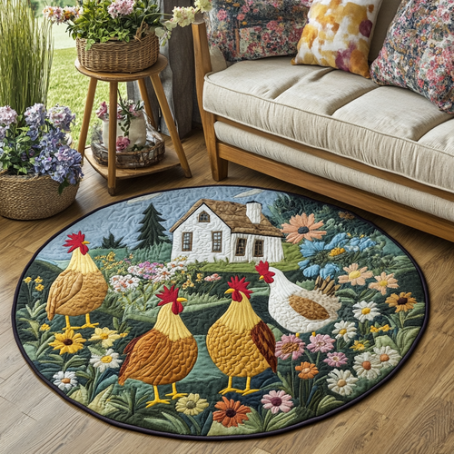 Chicken Roost Quilted Round Mat NCU0DK7573