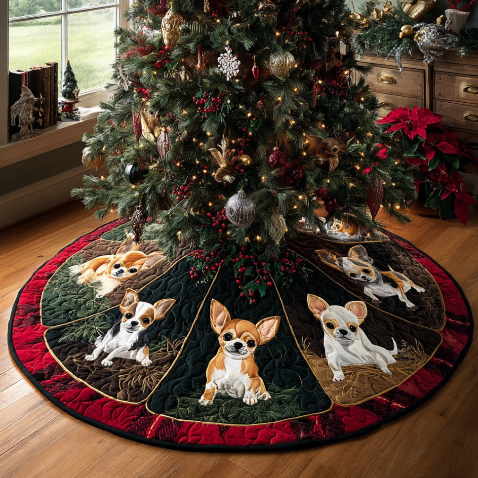 Chihuahua Warmth Quilted Christmas Tree Skirt NCU0DV8127