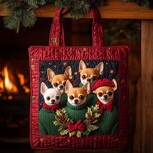 Chihuahua Noel Choir Quilted Tote Bag NCU0XD657
