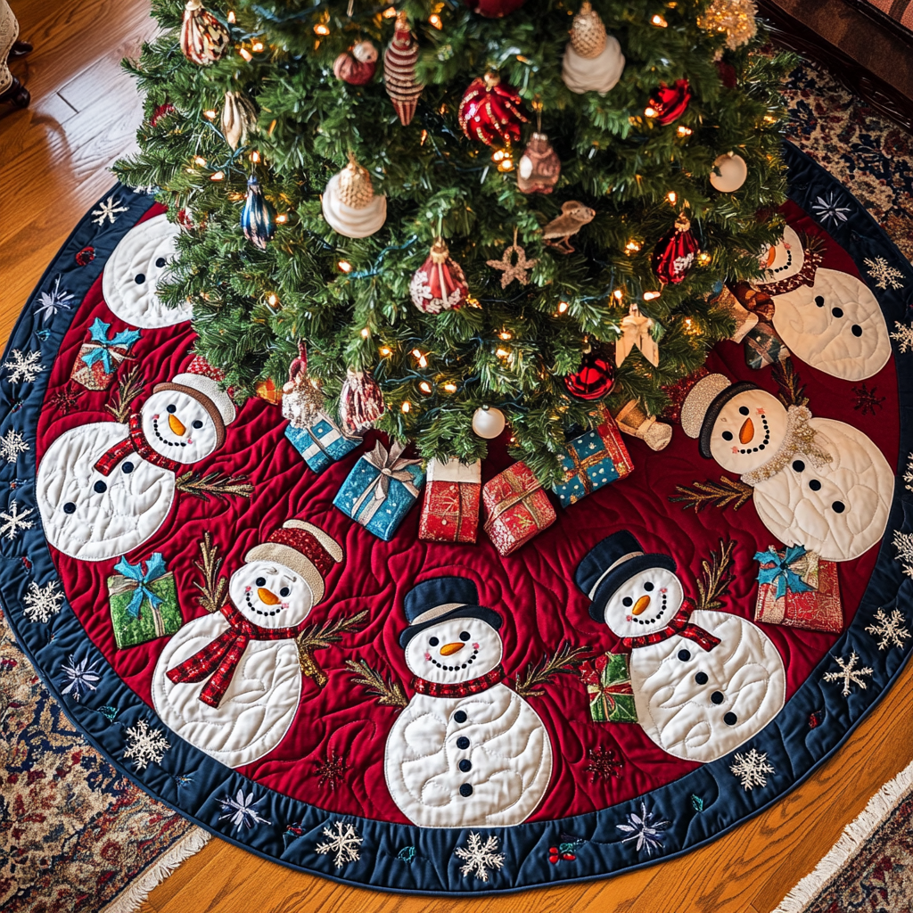 Golden Harmony Christmas Quilted Tree Skirt NCU0DV1284