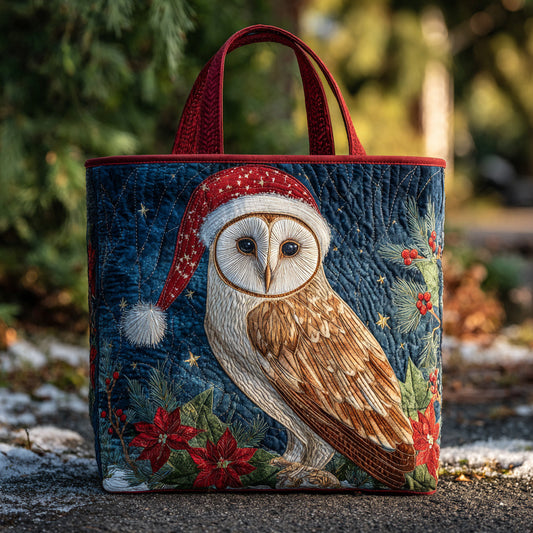 Christmas Barn Owl Quilted Tote Bag NCU0HH192