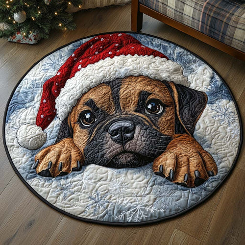 Christmas Boxer Puppy Quilted Round Mat NCU0XD378
