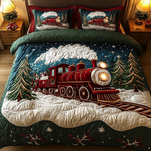 Christmas Caboose 3-Piece Quilted Bedding Set NCU0VH574