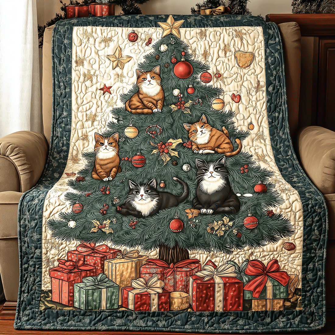 Purrfectly Cozy Cats Quilted Blanket NCU0TL1666
