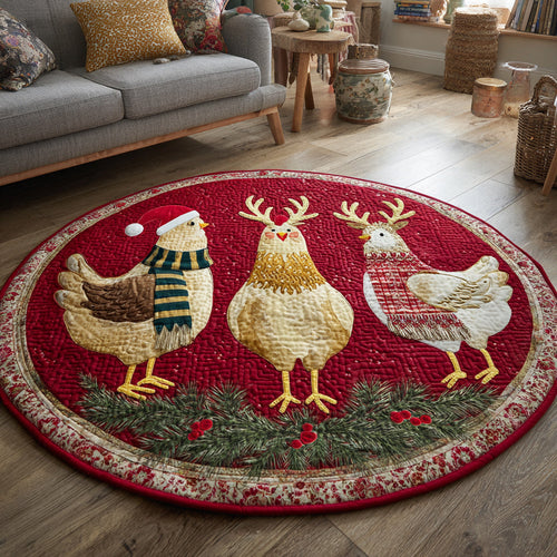 Christmas Chicken Quilted Round Mat NCU0HH259