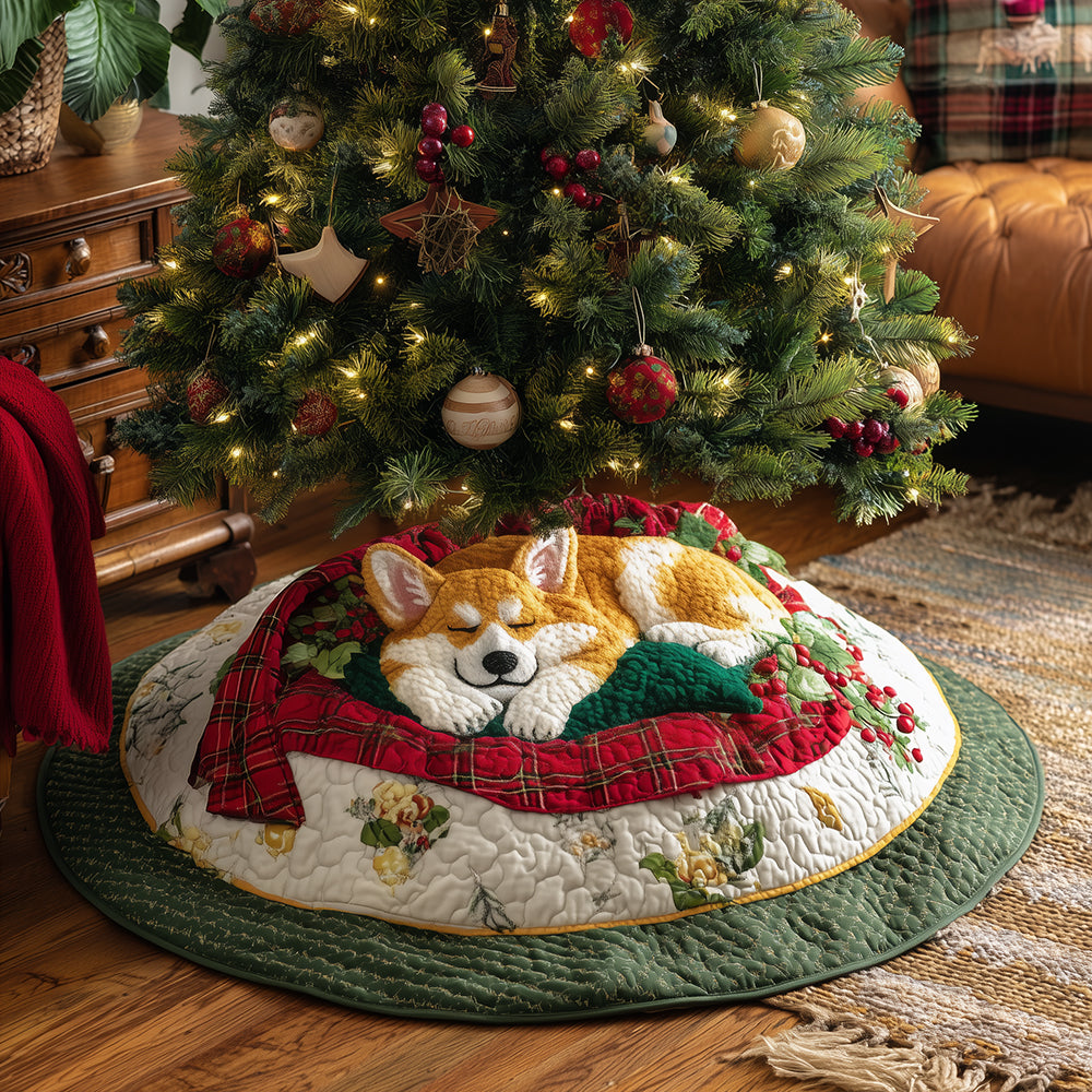Christmas Corgi Nook Christmas Quilted Tree Skirt NCU0TH3647