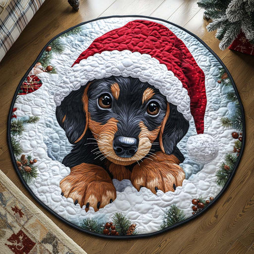 Christmas Dachshund Dog Quilted Round Mat NCU0XD382
