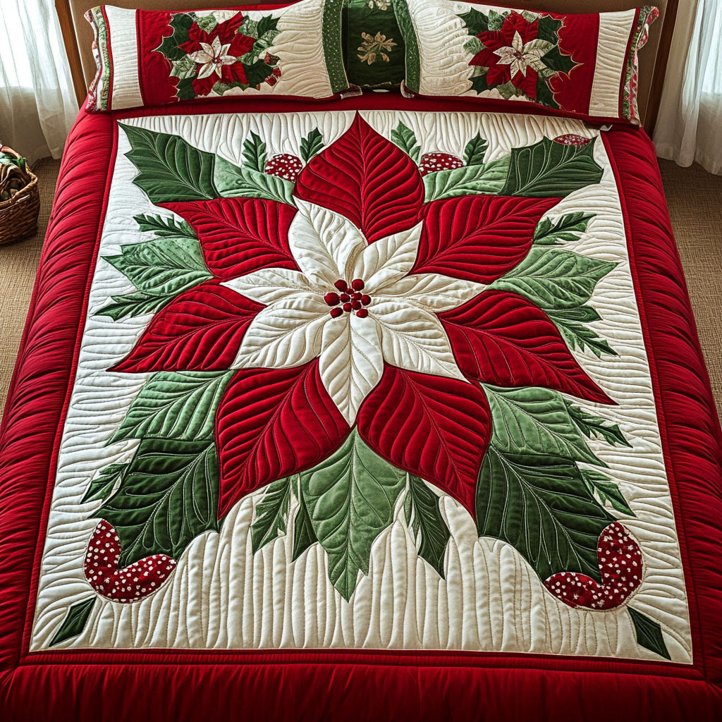 Yuletide Chickadee 3-Piece Quilted Bedding Set NCU0PTT1354