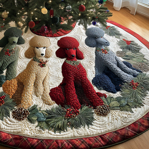 Christmas Poodle Magic Quilted Christmas Tree Skirt NCU0DV8074