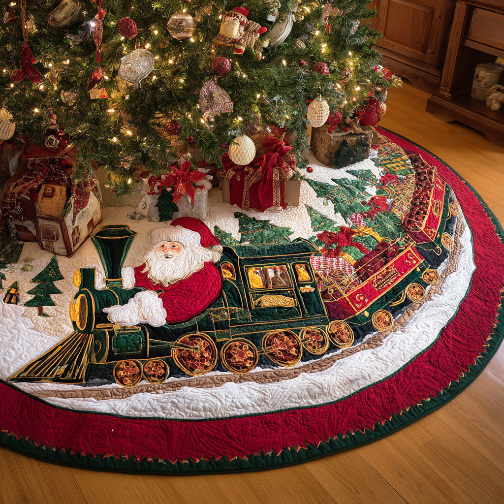 Christmas Rail Route Christmas Quilted Tree Skirt NCU0TD1366