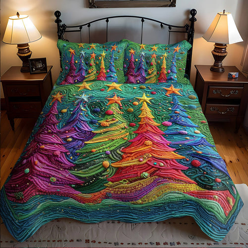 Christmas Star Pines 3-Piece Quilted Bedding Set NCU0PT2104
