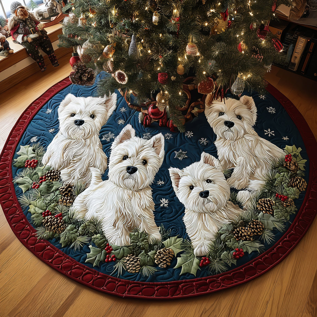 Christmas Westie Magic Quilted Christmas Tree Skirt NCU0DV8098